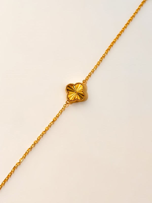 925 Gümüş | Yonca Bileklik- 1- 14 mm- Gold