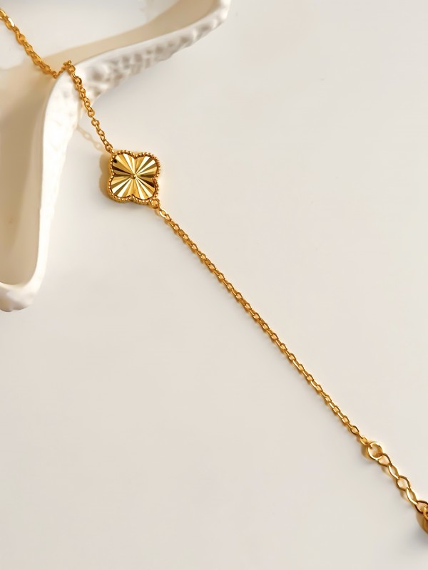 925 Gümüş | Yonca Bileklik- 1- 14 mm- Gold