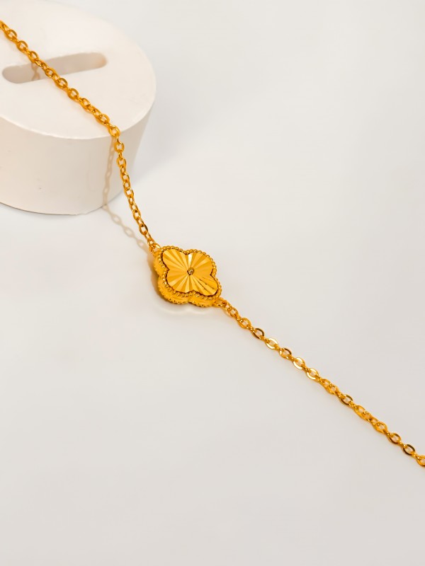 925 Gümüş | Yonca Bileklik- 1- 14 mm- Gold