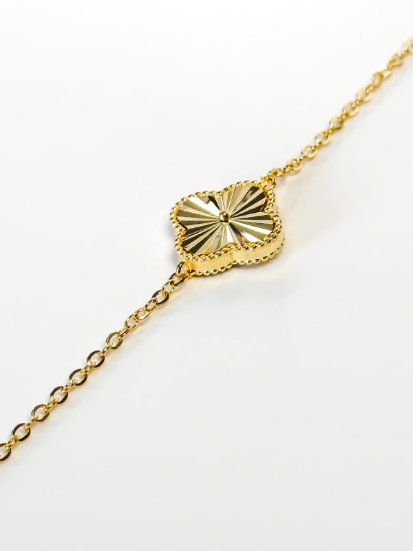 925 Gümüş | Yonca Bileklik- 1- 14 mm- Gold