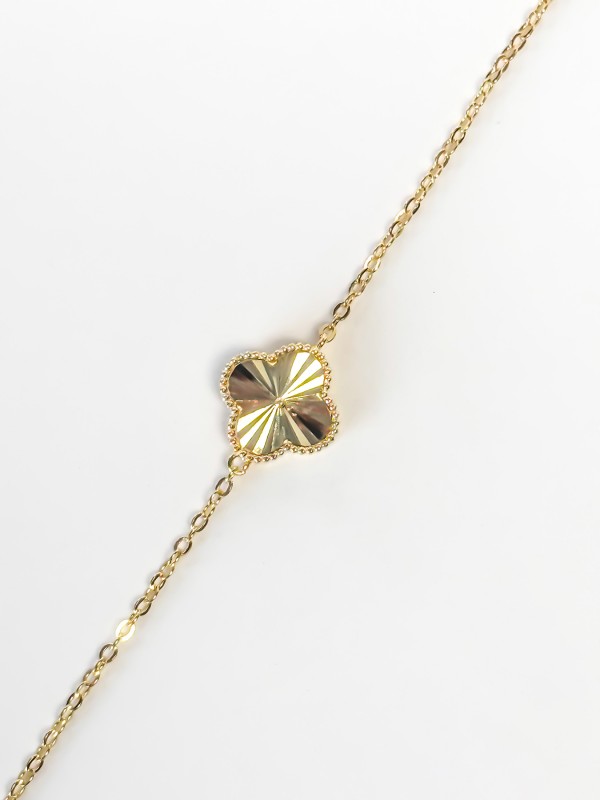 925 Gümüş | Yonca Bileklik- 1- 14 mm- Gold