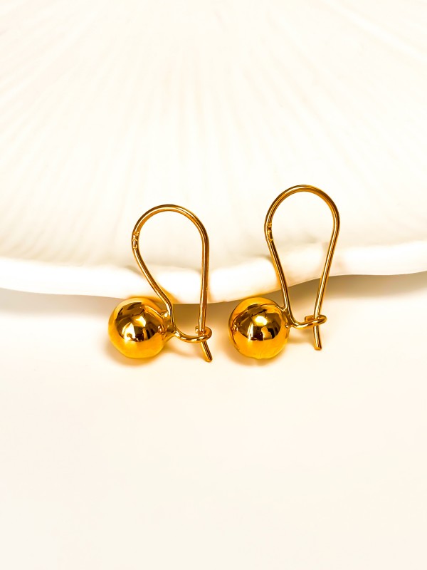 925 Gümüş | Kelly Küpe- 8 mm (Gold Renk)